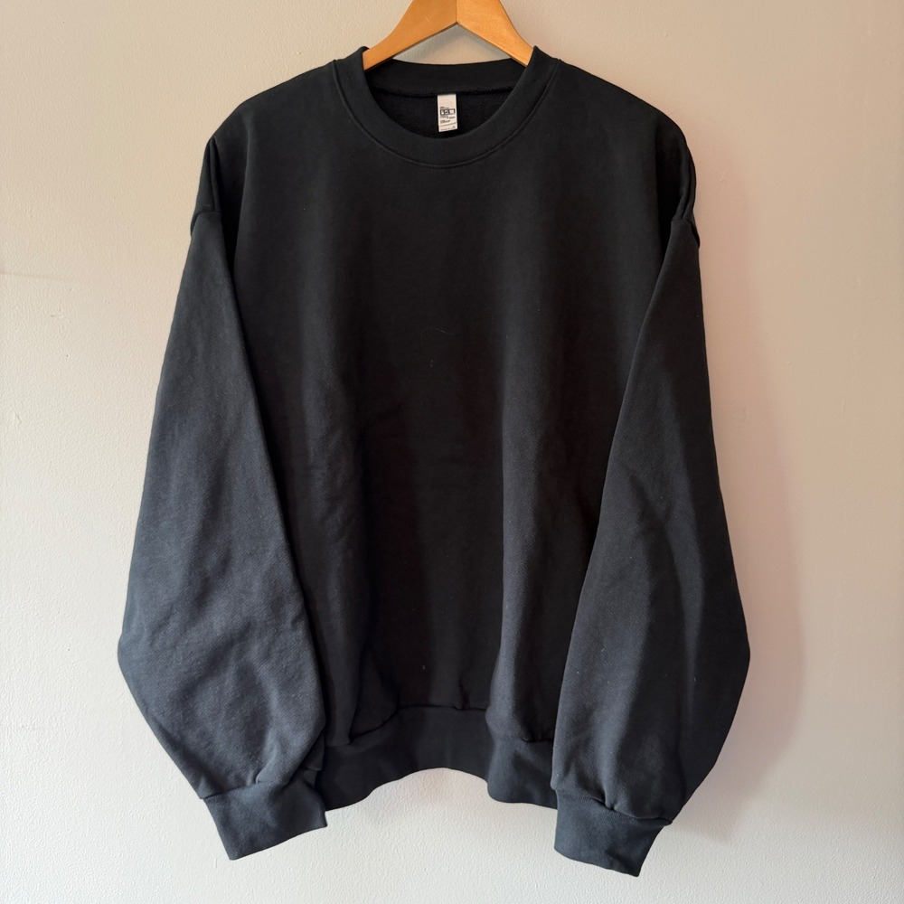 Los Angeles Apparel HF07 Heavy Fleece Crewneck Sweatshirt Black Mens Large Blank